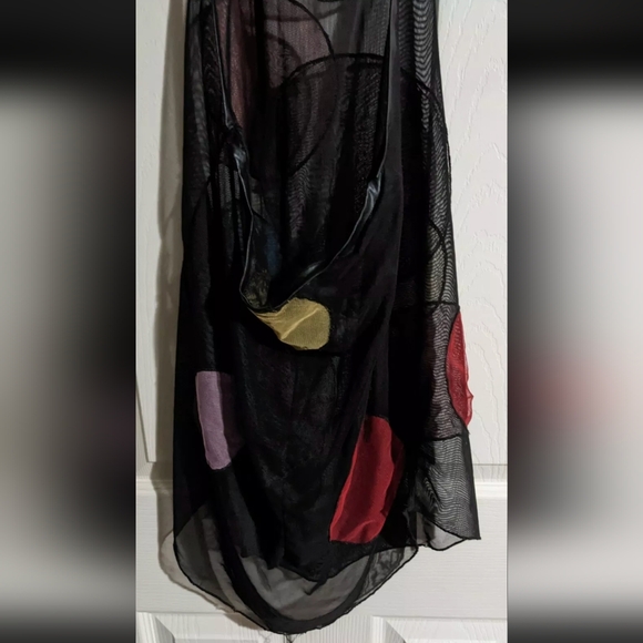 FINAL PRICE Claire Fleury Black Mesh Halter Mini Dress M/L Dots Club Clown Funky - Picture 7 of 7